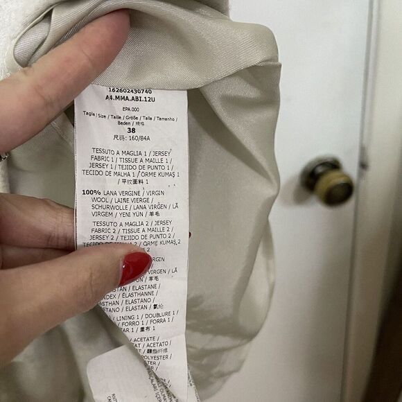 Max Mara Beige Wool long sleeve midi sheath knit dress size 38 US Small - Picture 6 of 7